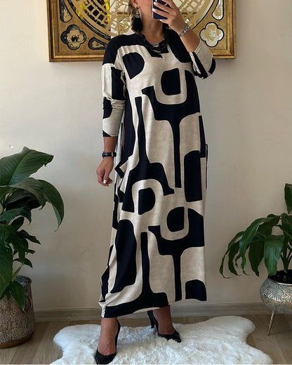 Lily™ - Long-sleeved Dress with Print