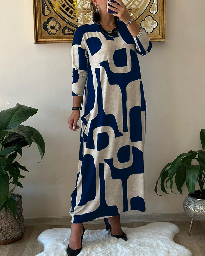 Lily™ - Long-sleeved Dress with Print