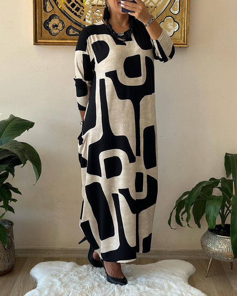 Lily™ - Long-sleeved Dress with Print